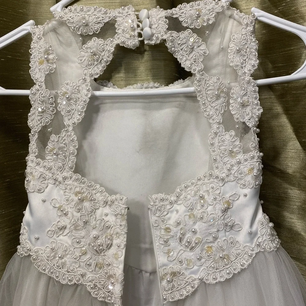 Elegant White Girls Bridal  Ceremony Dress Sz 2 - Picture 8 of 11
